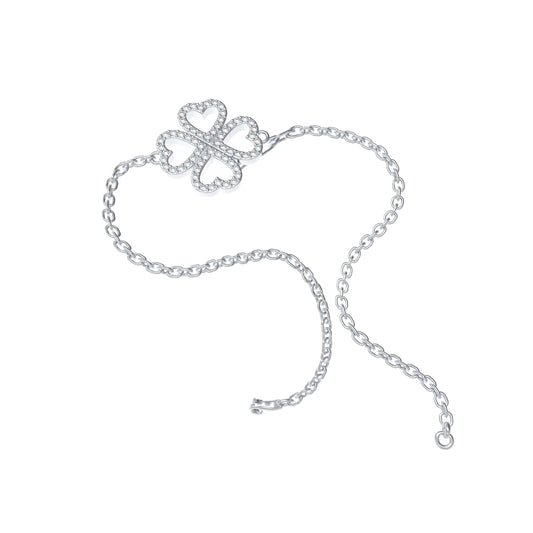 0.4CT Lab Grown Moissanite Heart Lucky Bracelet, 925 Sterling Silver Hypoallergenic Dainty Bracelet, Jewelry Gift for Women Anniversary Holiday Birthday