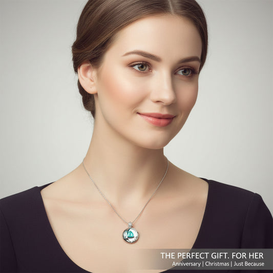 Lab-Grown 1CT Paraíba Pendant Necklace with 6 VVS1-VVS2 D-E Color Diamonds, 10K/14K White/Yellow/Rose Gold & Platinum, Perfect Gift for Anniversary/Valentine’s Day/Christmas