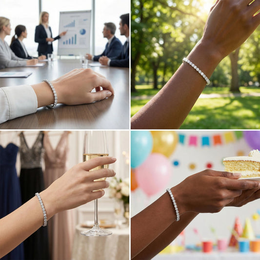 Handmade 6ct/8ct/10ct Lab-Grown Diamond Tennis Bracelet - 10K/14K White Gold & Platinum, 4-Prong, D-VS2/SI1, Free Engraving