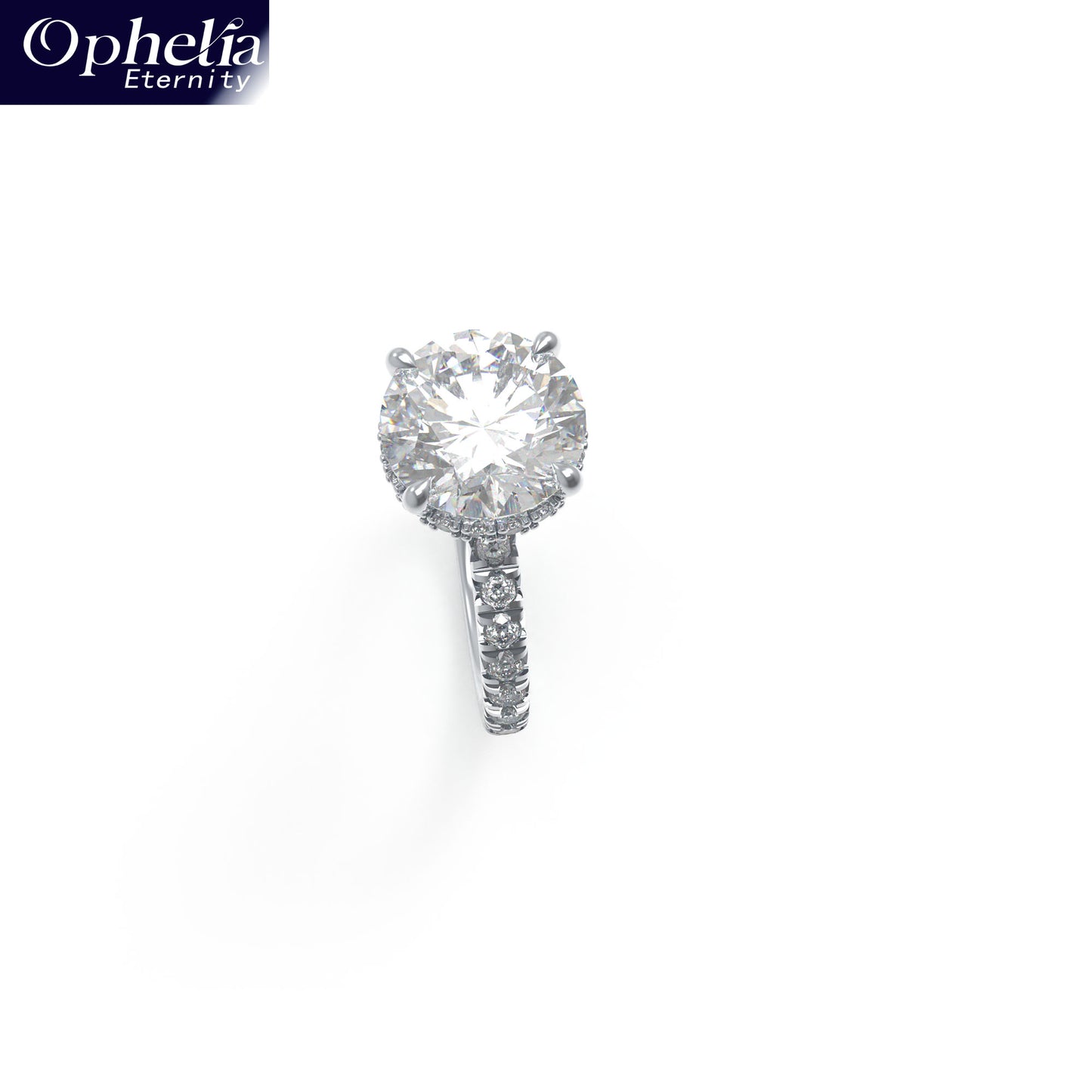 Handmade Engagement Wedding Ring with 1CT/2CT/3CT Main Stone & 0.5CT Side Stones, 9K/14K/18K White Gold Optional