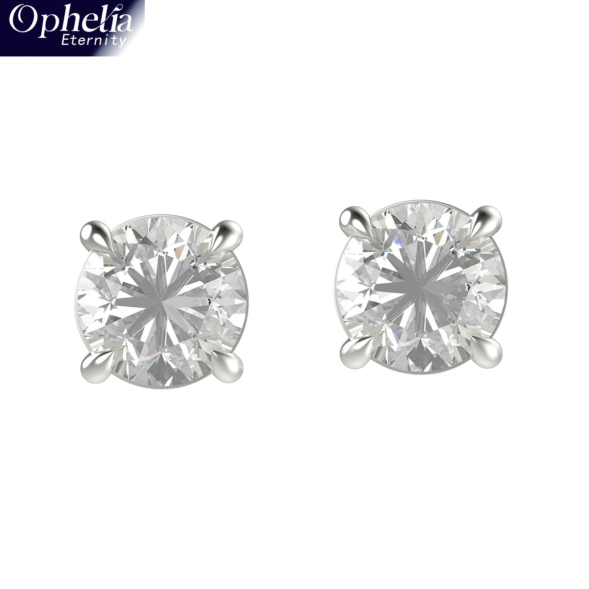 Ophelia Eternity LAB GROWN Diamond /Moissanite + Platinum / Silver Stud Earrings, 1 Carat D Color VVS1-VVS2 Clarity, Platinum, for Women & Men,Professional Lab Created, Luxury Jewelry Gift