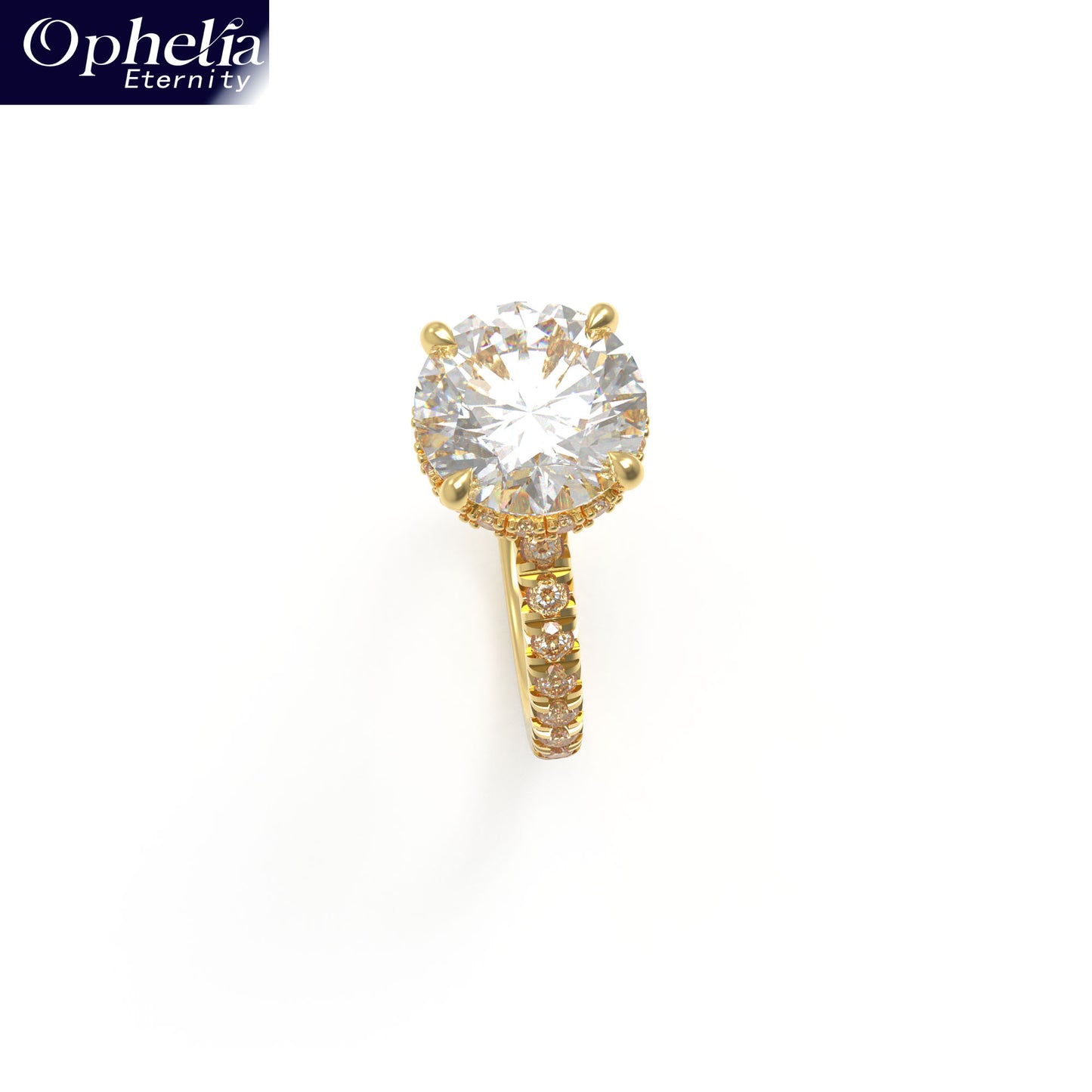 Handmade Gold Engagement and Wedding Ring - 1CT/2CT/3CT Main Stone, 0.5CT Side Stones, 9K/14K/18K Yellow Gold Options