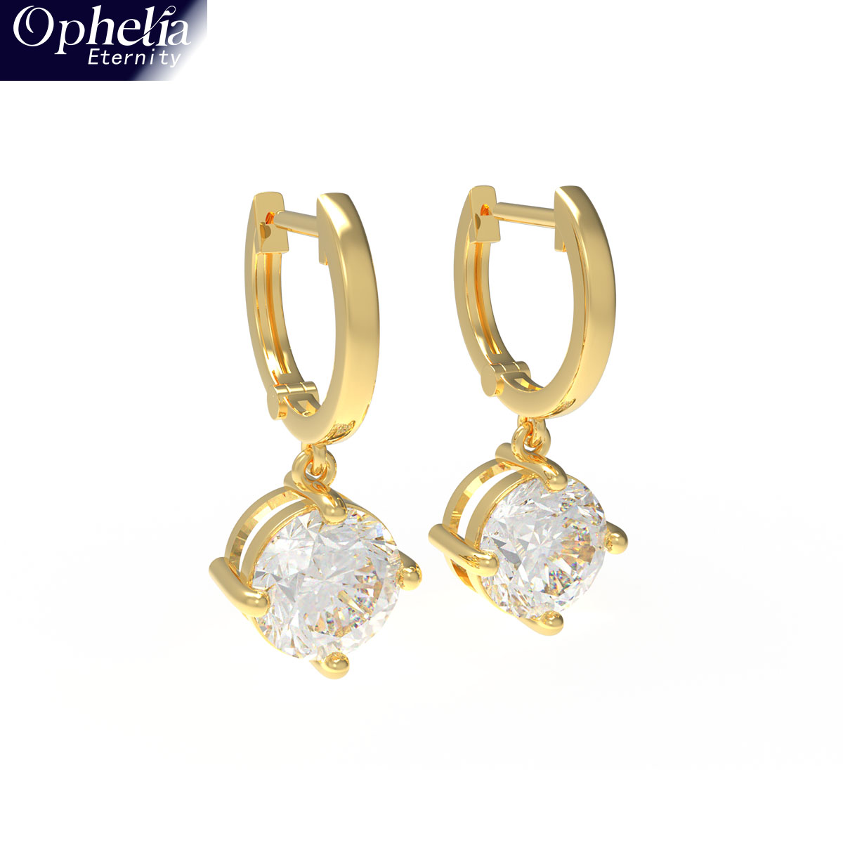 Handmade Dangle Earrings with Lab - Grown Diamonds (0.5CT/1CT per Stone, 2 Stones), 9K/14K/18K White Gold/Yellow Gold/Rose Gold & Platinum Optional