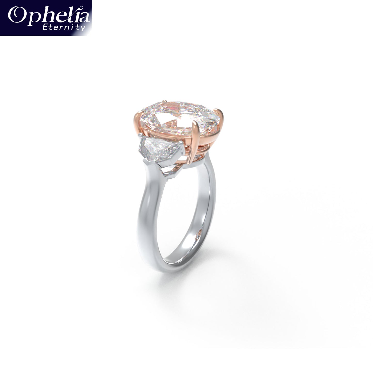 Handmade 3 - Diamond Ring with 2.8CT/4CT Lab - Grown Main Diamond, 9K/14K/18K White Gold, Perfect for Proposal, Wedding, Anniversary