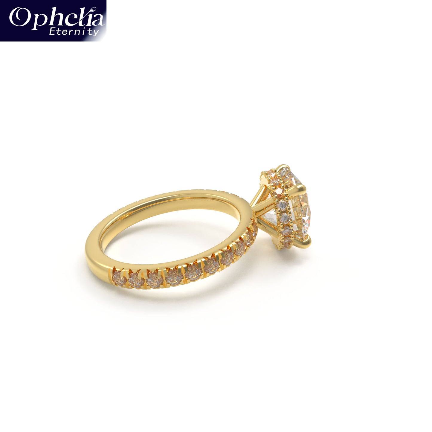 Handmade Gold Engagement and Wedding Ring - 1CT/2CT/3CT Main Stone, 0.5CT Side Stones, 9K/14K/18K Yellow Gold Options