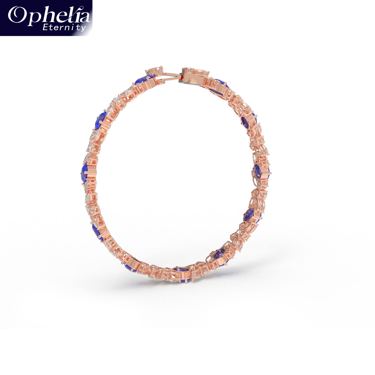 Handmade Gorgeous Lab - Grown Sapphire & Diamond Bracelet with Rose Gold, Total Weight 10CT/12CT/15CT
