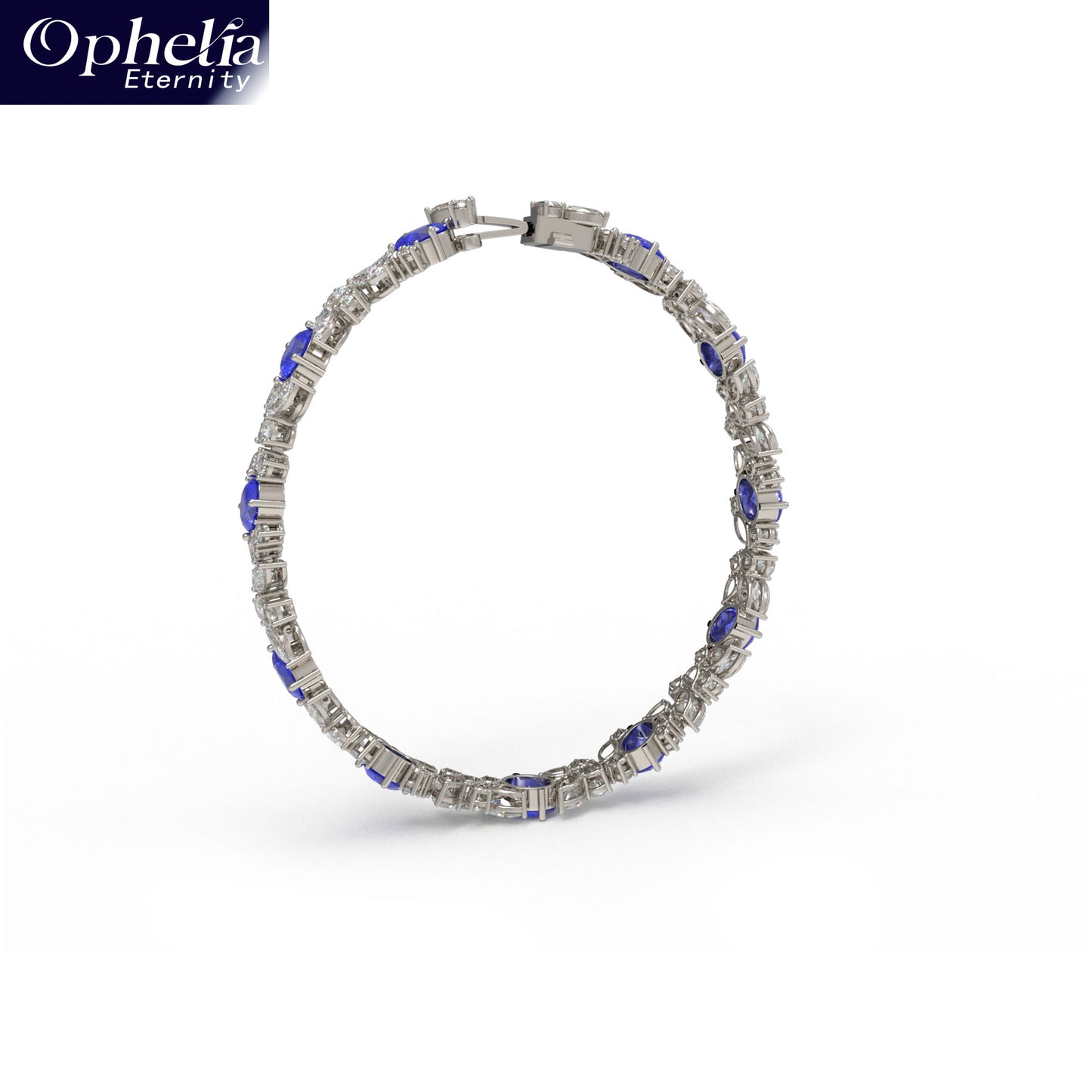 Handmade Gorgeous Lab - Grown Sapphire & Diamond Bracelet with Platinum, Total Weight 10CT/12CT/15CT