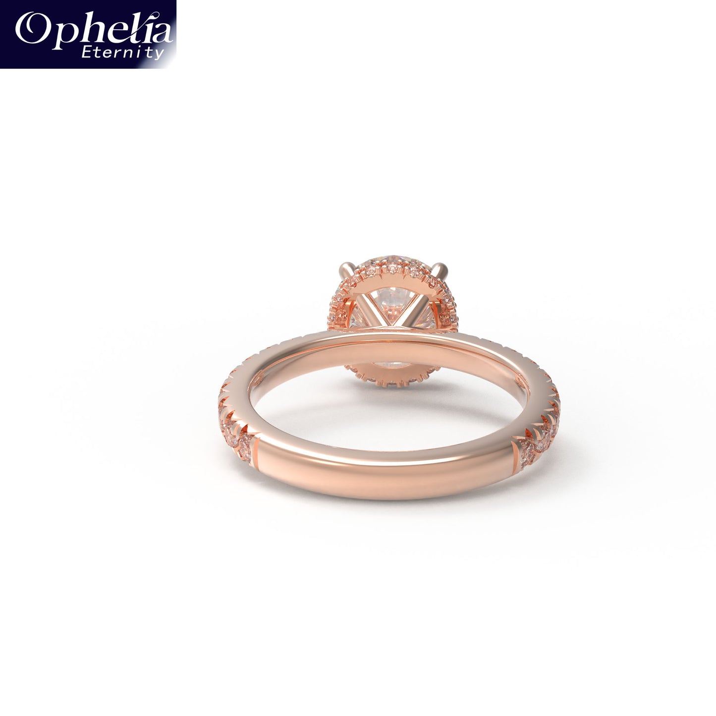 Handmade Rose Gold Engagement & Wedding Ring - 1CT/2CT/3CT Main Stone, 0.5CT Side Stones, 9K/14K/18K Rose Gold Options