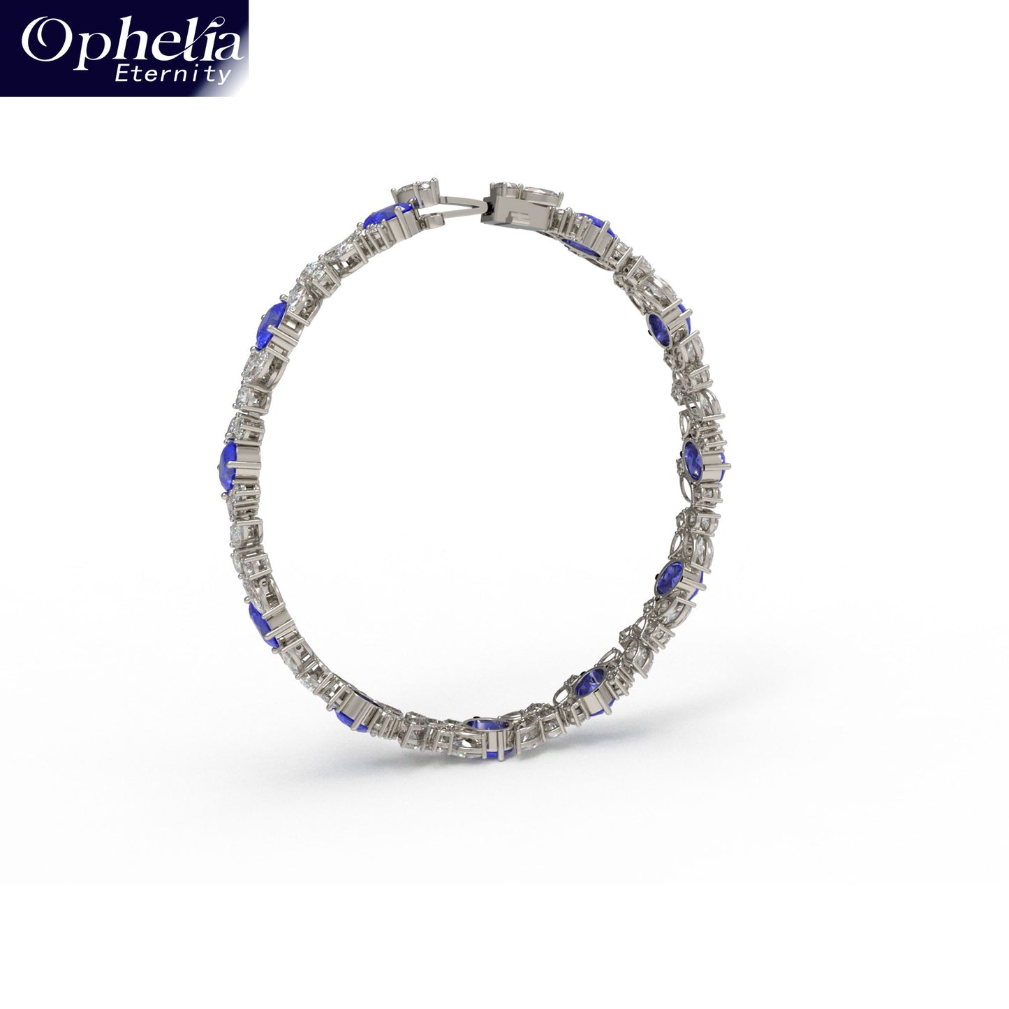 Handmade Gorgeous Lab - Grown Sapphire & Diamond Bracelet with Platinum, Total Weight 10CT/12CT/15CT