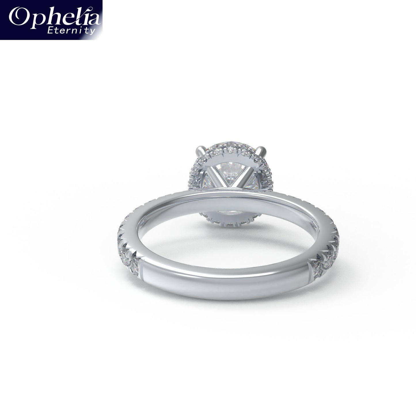Handmade Engagement Wedding Ring with 1CT/2CT/3CT Main Stone & 0.5CT Side Stones, 9K/14K/18K White Gold Optional