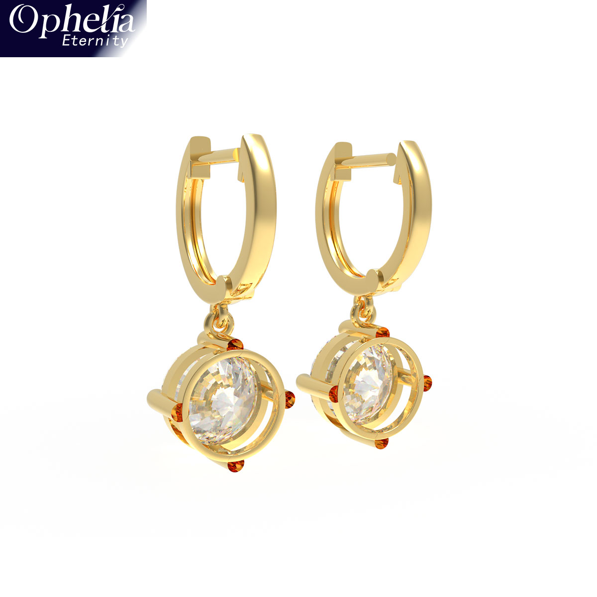 Handmade Dangle Earrings with Lab - Grown Diamonds (0.5CT/1CT per Stone, 2 Stones), 9K/14K/18K White Gold/Yellow Gold/Rose Gold & Platinum Optional