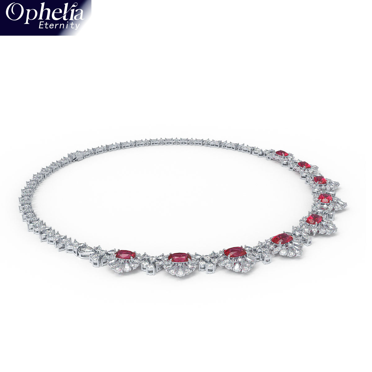Luxury Handmade Necklace with 16ct Cultured Main Stones & 20ct 432pcs Fancy Shaped Cultured Diamonds, 9K/14K/18K White Gold & Platinum Optional