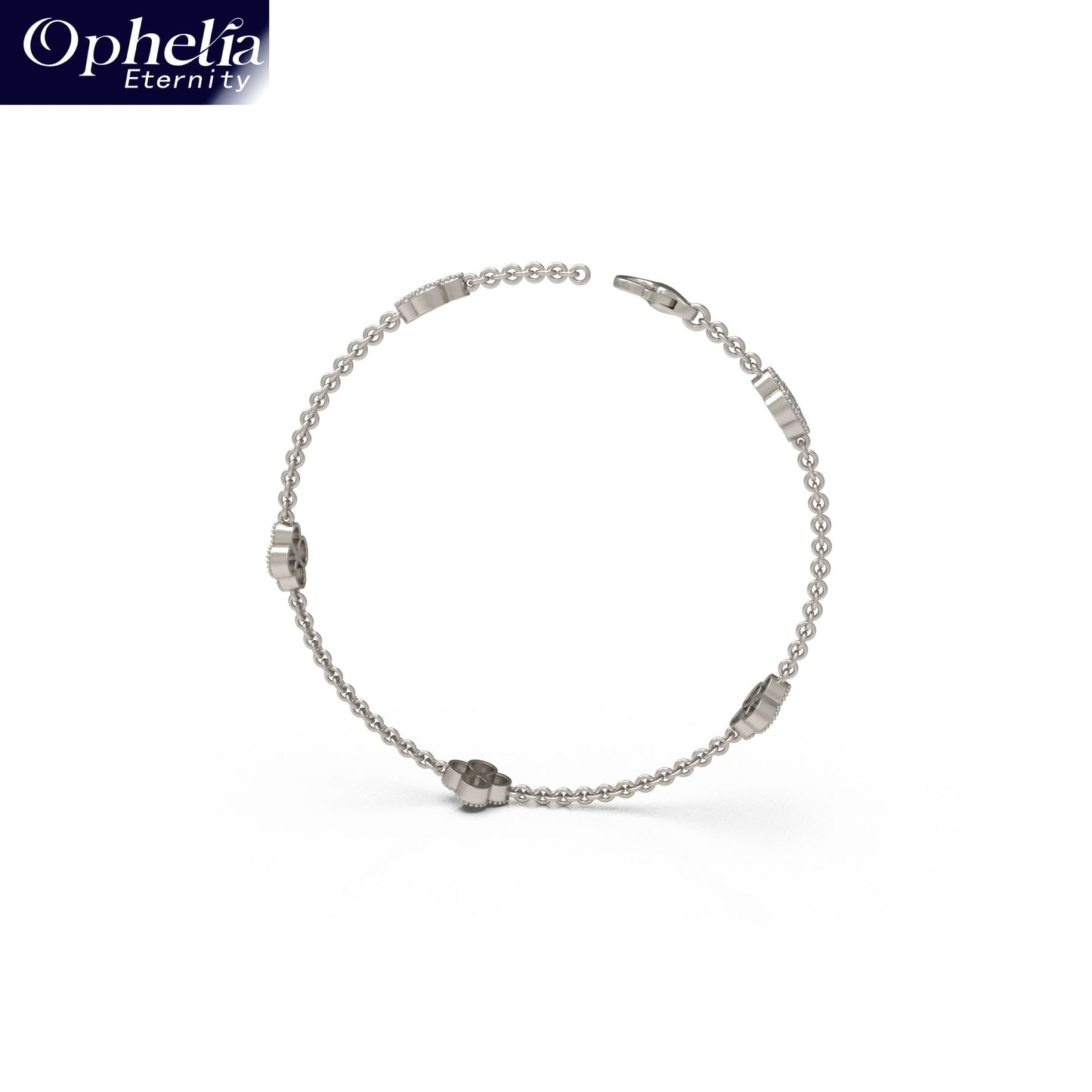Handmade Four - Leaf Clover Bracelet with Lab - Grown Diamonds (VVS1 - VVS2 Clarity) in Platinum
