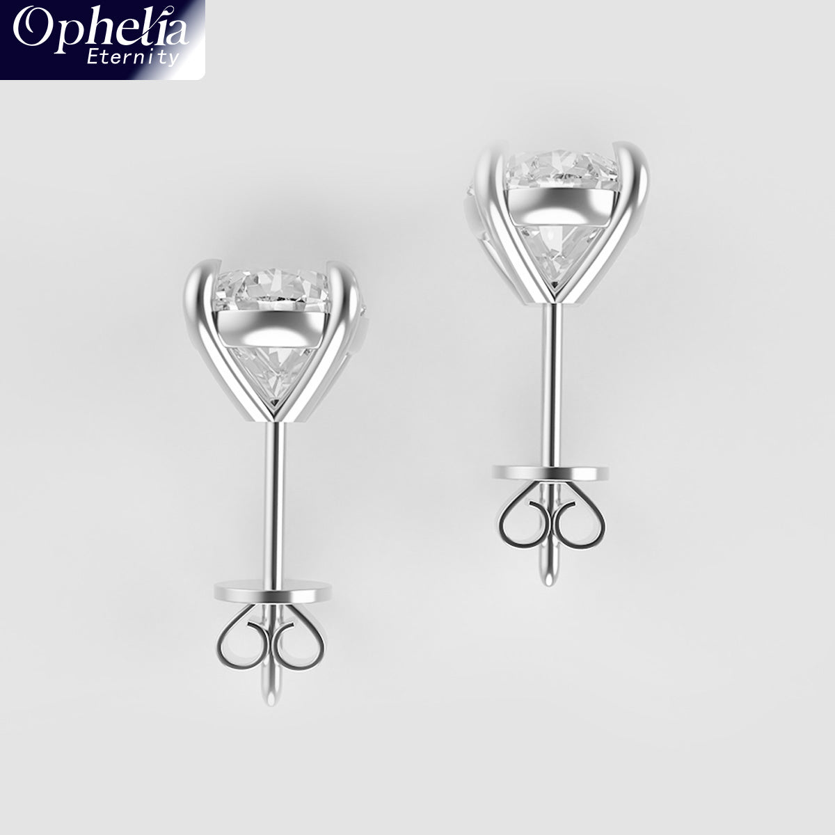 Ophelia Eternity LAB GROWN Diamond /Moissanite + Platinum / Silver Stud Earrings, 1 Carat D Color VVS1-VVS2 Clarity, Platinum, for Women & Men,Professional Lab Created, Luxury Jewelry Gift