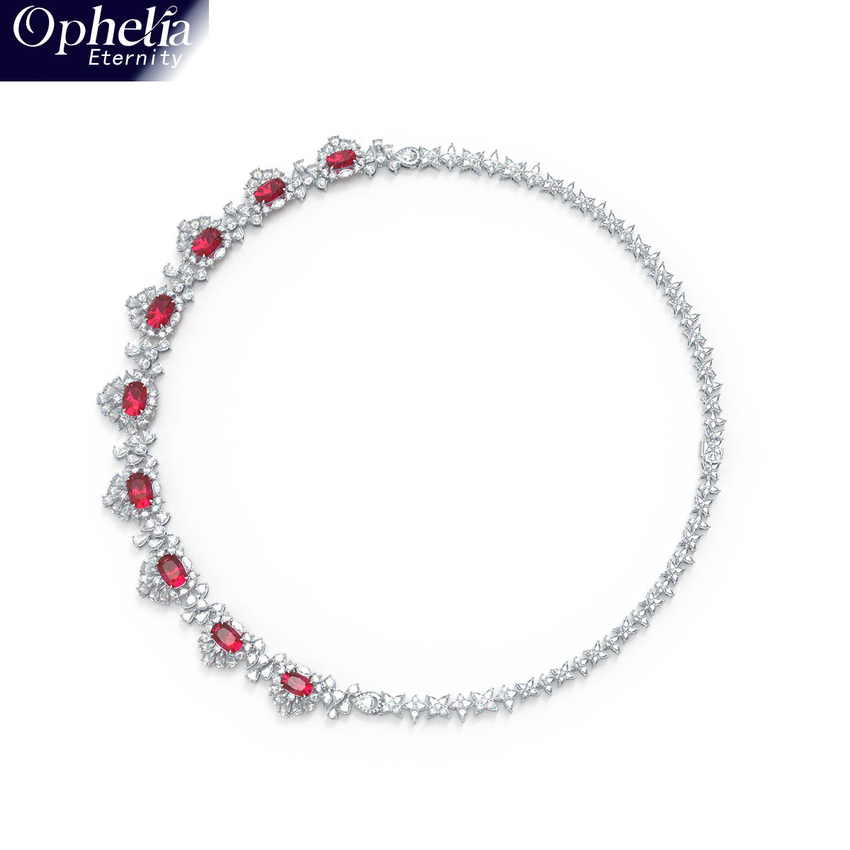 Luxury Handmade Necklace with 16ct Cultured Main Stones & 20ct 432pcs Fancy Shaped Cultured Diamonds, 9K/14K/18K White Gold & Platinum Optional