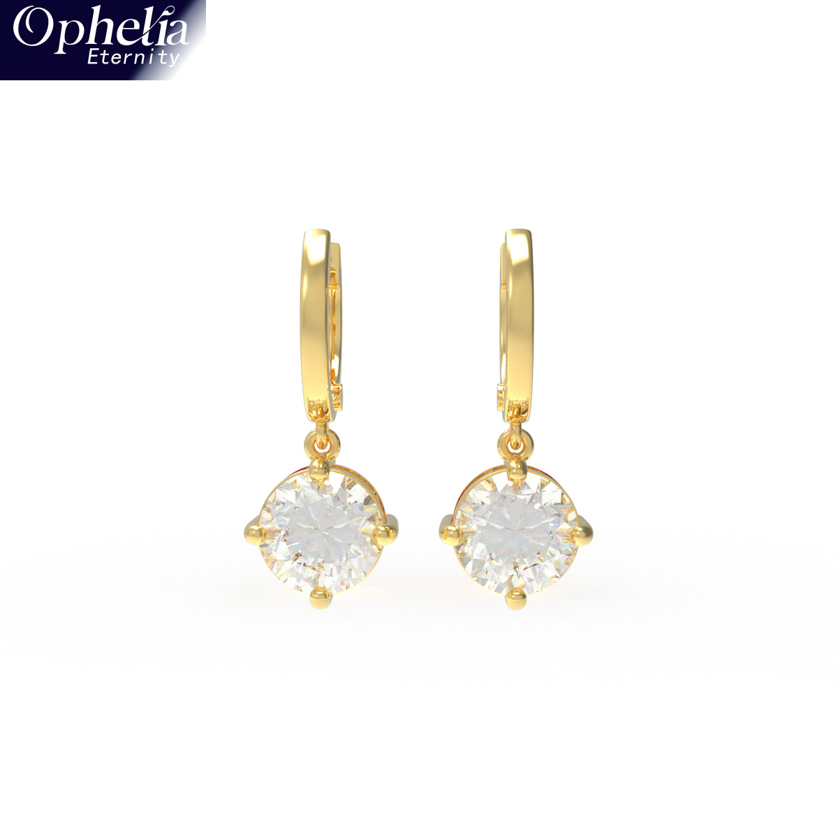 Handmade Dangle Earrings with Lab - Grown Diamonds (0.5CT/1CT per Stone, 2 Stones), 9K/14K/18K White Gold/Yellow Gold/Rose Gold & Platinum Optional