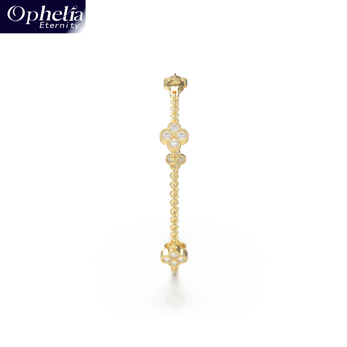 Handmade Four - Leaf Clover Bracelet with Lab - Grown Diamonds (VVS1 - VVS2 Clarity) in 9K/14K/18K Yellow Gold