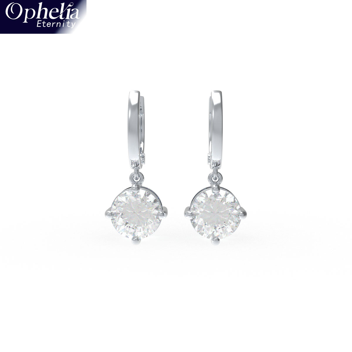 Handmade Dangle Earrings with Lab - Grown Diamonds (0.5CT/1CT per Stone, 2 Stones), 9K/14K/18K White Gold/Yellow Gold/Rose Gold & Platinum Optional