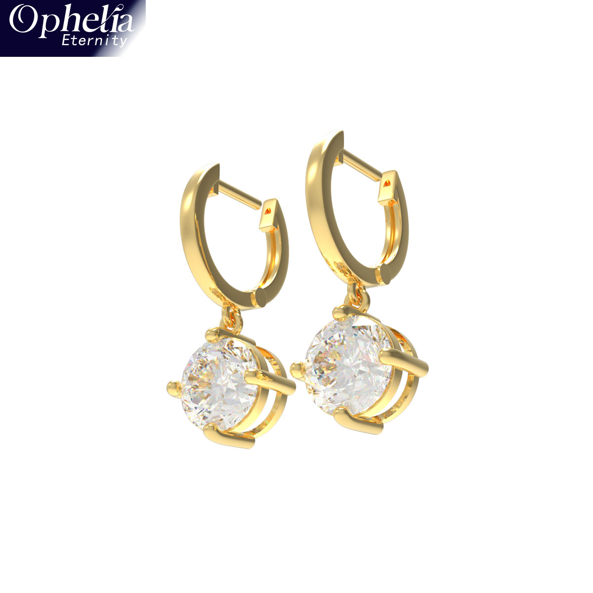 Handmade Dangle Earrings with Lab - Grown Diamonds (0.5CT/1CT per Stone, 2 Stones), 9K/14K/18K White Gold/Yellow Gold/Rose Gold & Platinum Optional