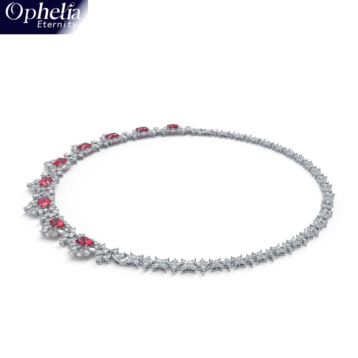 Luxury Handmade Necklace with 16ct Cultured Main Stones & 20ct 432pcs Fancy Shaped Cultured Diamonds, 9K/14K/18K White Gold & Platinum Optional