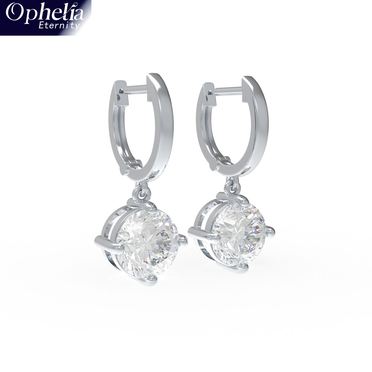 Handmade Dangle Earrings with Lab - Grown Diamonds (0.5CT/1CT per Stone, 2 Stones), 9K/14K/18K White Gold/Yellow Gold/Rose Gold & Platinum Optional