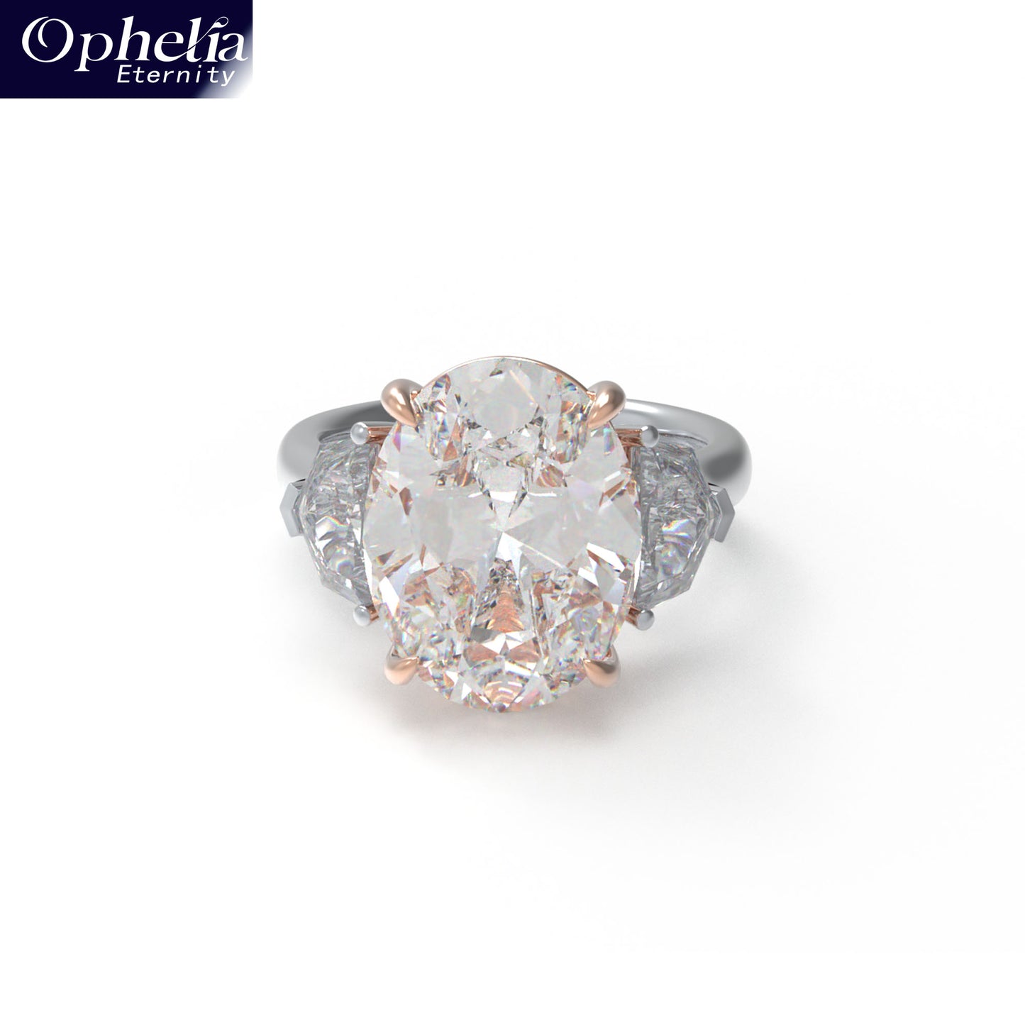 Handmade 3 - Diamond Ring with 2.8CT/4CT Lab - Grown Main Diamond, 9K/14K/18K White Gold, Perfect for Proposal, Wedding, Anniversary