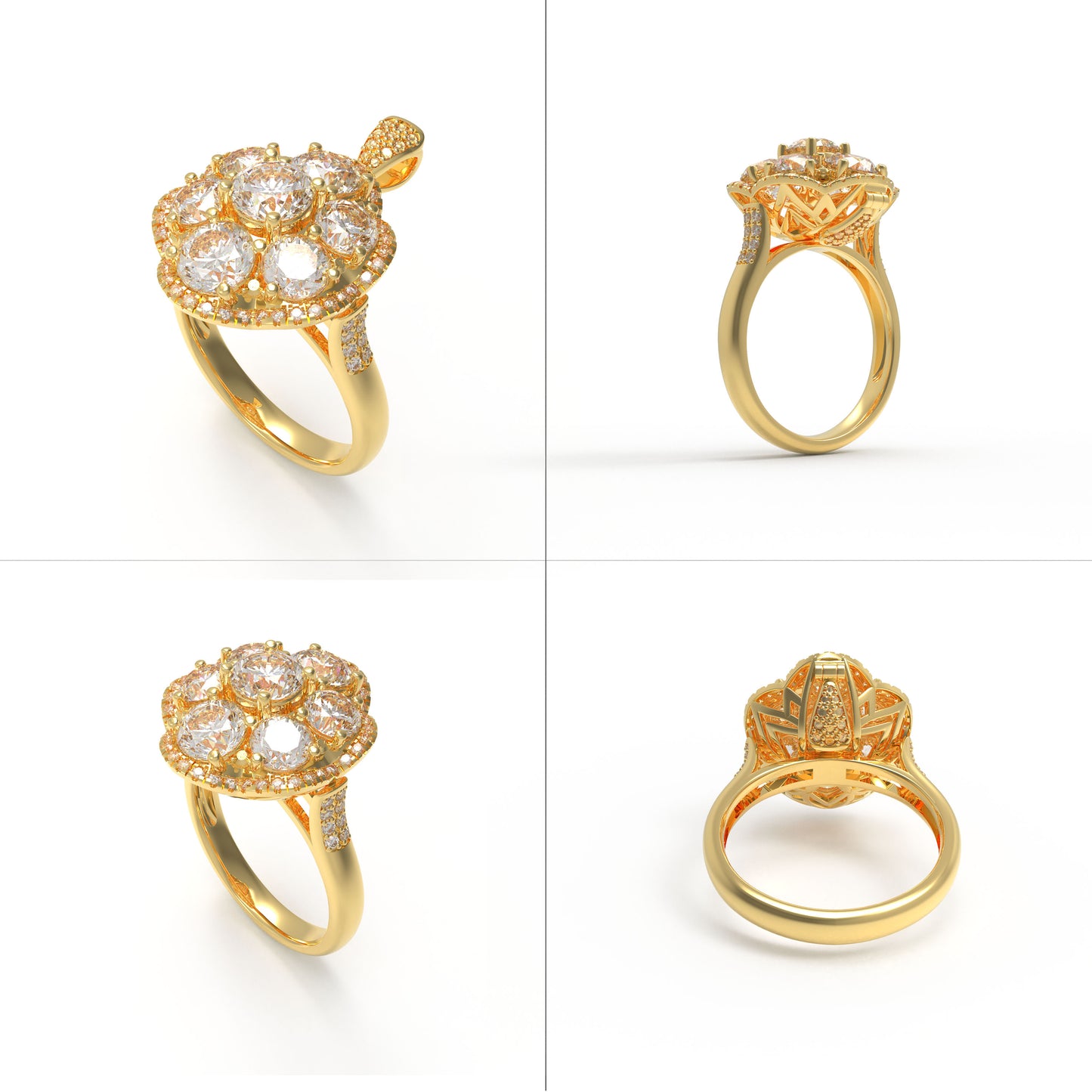 2-in-1 Convertible Lab Grown Diamond Jewelry Set: Pendant Necklace & Ring (10K/14K Yellow Gold, VVS1-VVS2 D-E Color, Handcrafted Luxury)