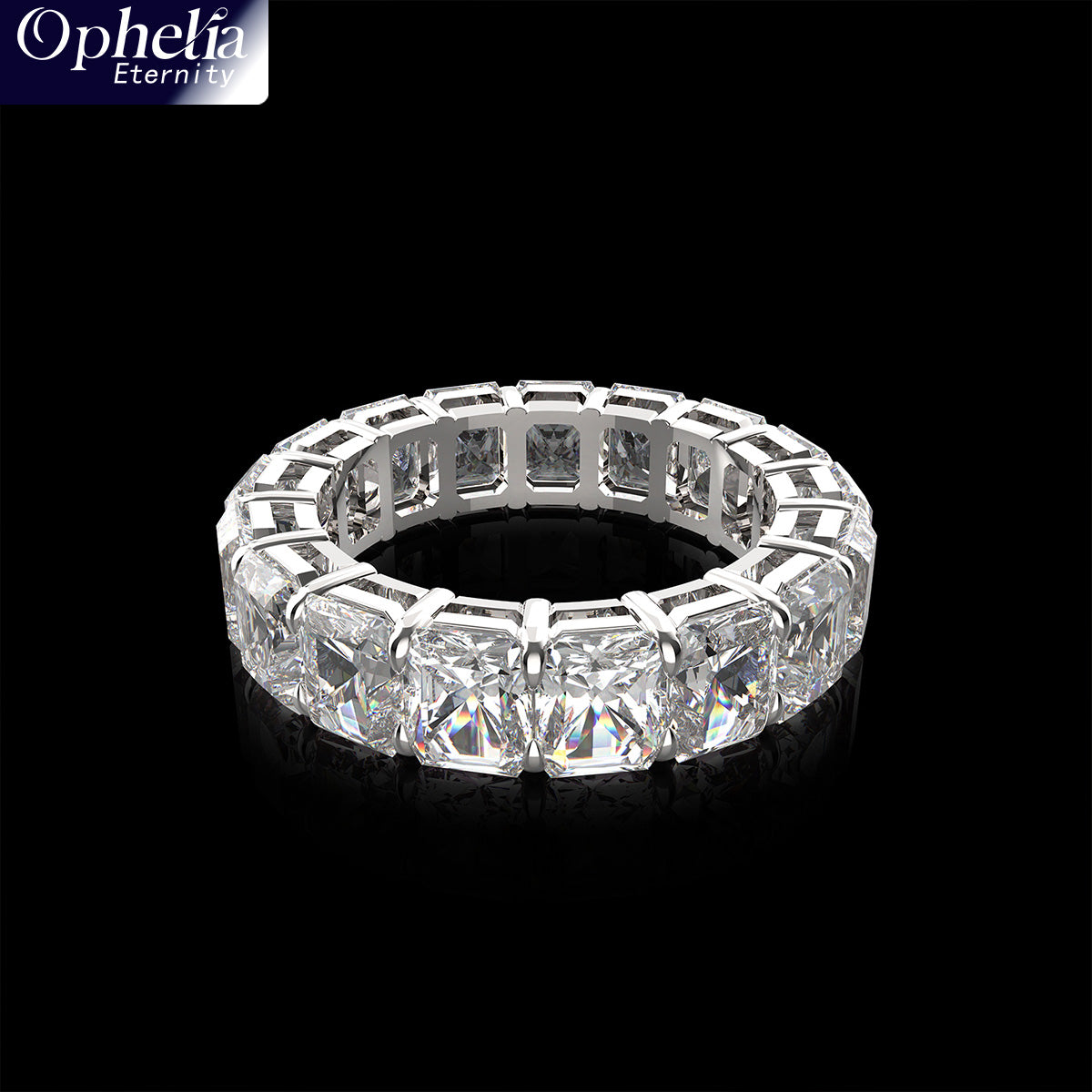 Ophelia Eternity 3.6ct Lab-Grown Moissanite Sterling Silver Engagement Ring for Women - Customizable Eternal Covenant Full Diamond Round Ring(Engravable - Custom Text Available)