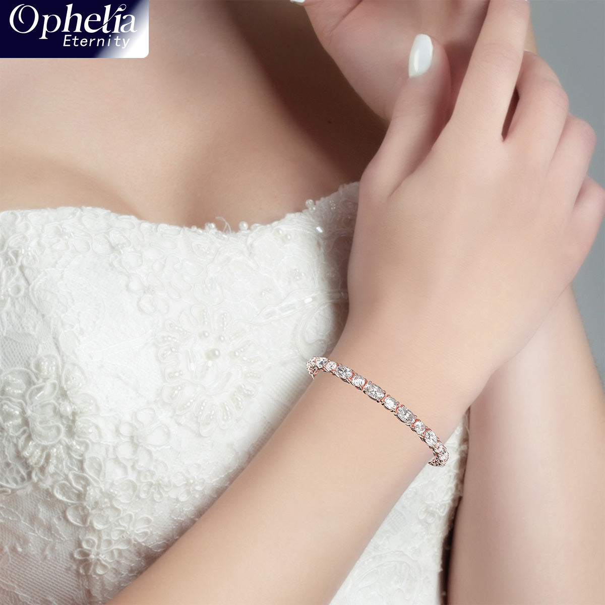 Ophelia Eternity 4-10ct 9K/14K18K Rose Gold Lab-grown diamond Tennis Bracelet, 4-Prong, D-VS2/SI1 - Free