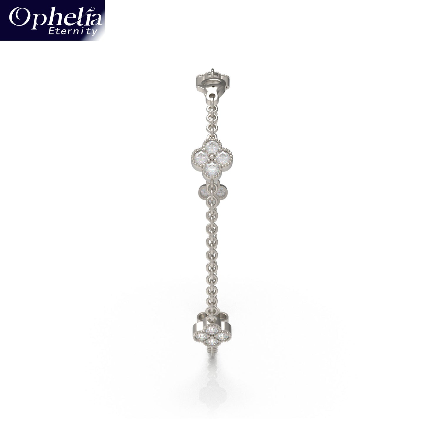 Handmade Four - Leaf Clover Bracelet with Lab - Grown Diamonds (VVS1 - VVS2 Clarity) in Platinum