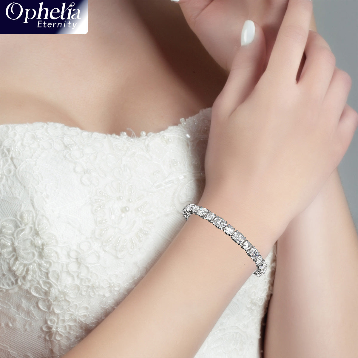 Ophelia Eternity 4-10ct 9K/14K18K White Gold Lab-grown diamond Tennis Bracelet, 4-Prong, D-VS2/SI1 - Free