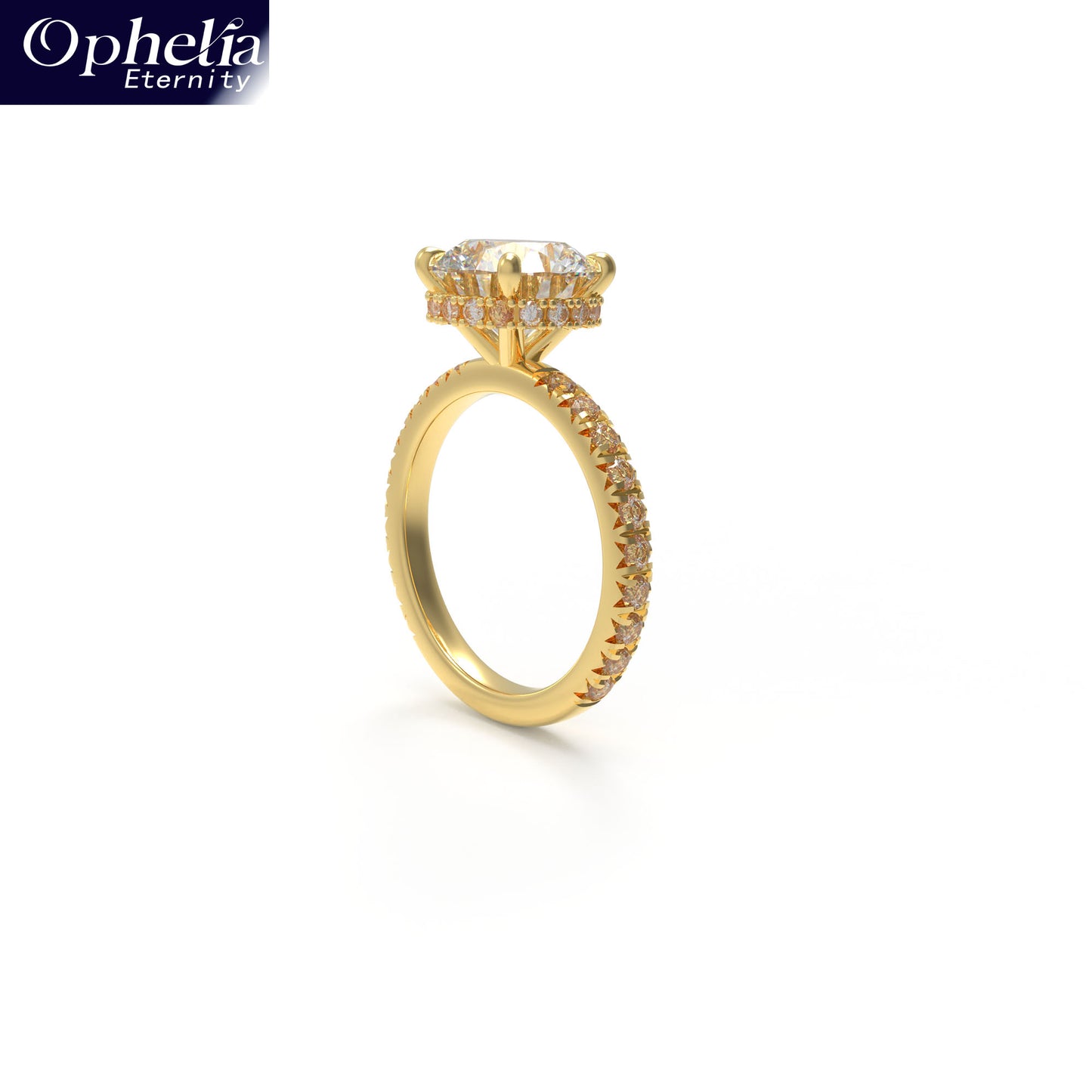 Handmade Gold Engagement and Wedding Ring - 1CT/2CT/3CT Main Stone, 0.5CT Side Stones, 9K/14K/18K Yellow Gold Options