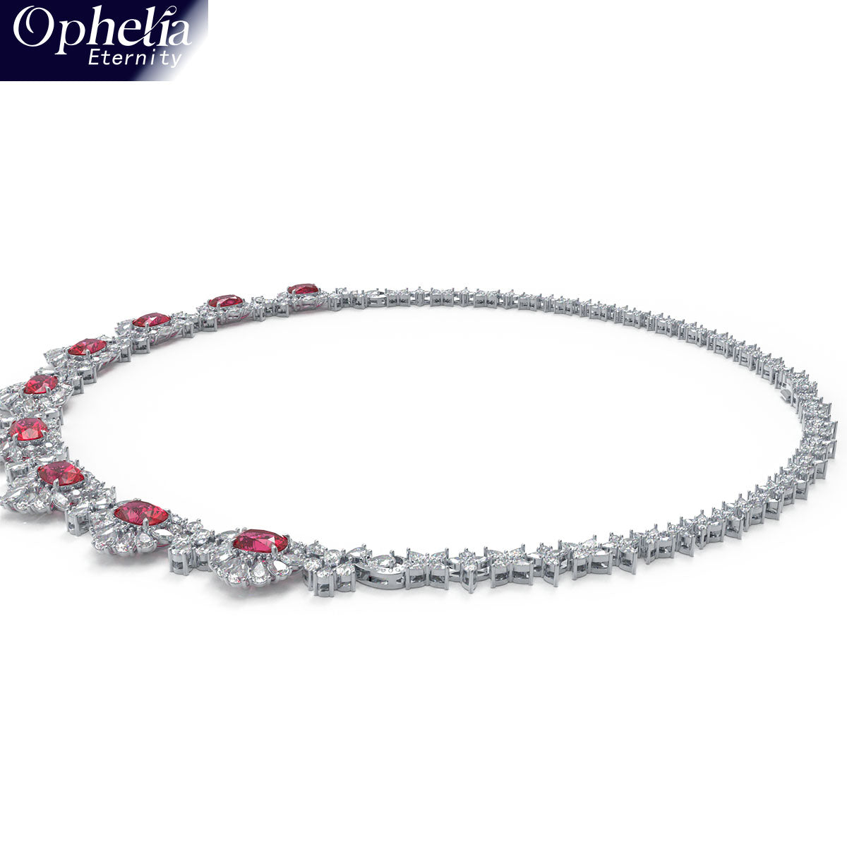 Luxury Handmade Necklace with 16ct Cultured Main Stones & 20ct 432pcs Fancy Shaped Cultured Diamonds, 9K/14K/18K White Gold & Platinum Optional