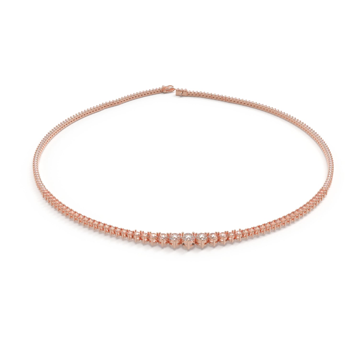 Lab-Grown Diamond Necklace, 8ct/10ct D-E Color VVS1-VVS2, 10K/14K Rose Gold, 16 Inch Elegant Gift for Women