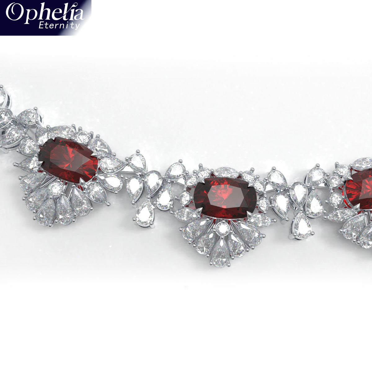 Luxury Handmade Necklace with 16ct Cultured Main Stones & 20ct 432pcs Fancy Shaped Cultured Diamonds, 9K/14K/18K White Gold & Platinum Optional