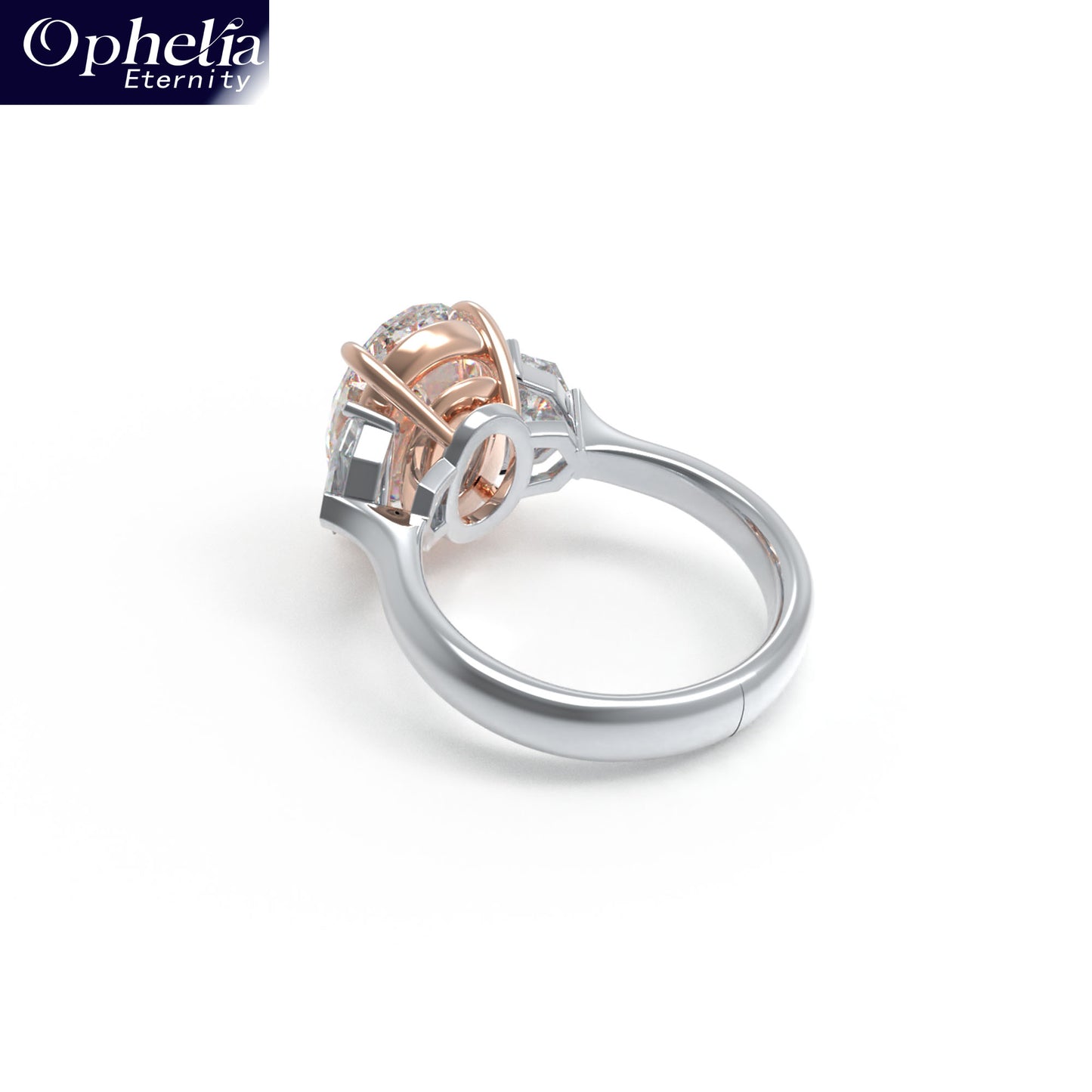 Handmade 3 - Diamond Ring with 2.8CT/4CT Lab - Grown Main Diamond, 9K/14K/18K White Gold, Perfect for Proposal, Wedding, Anniversary