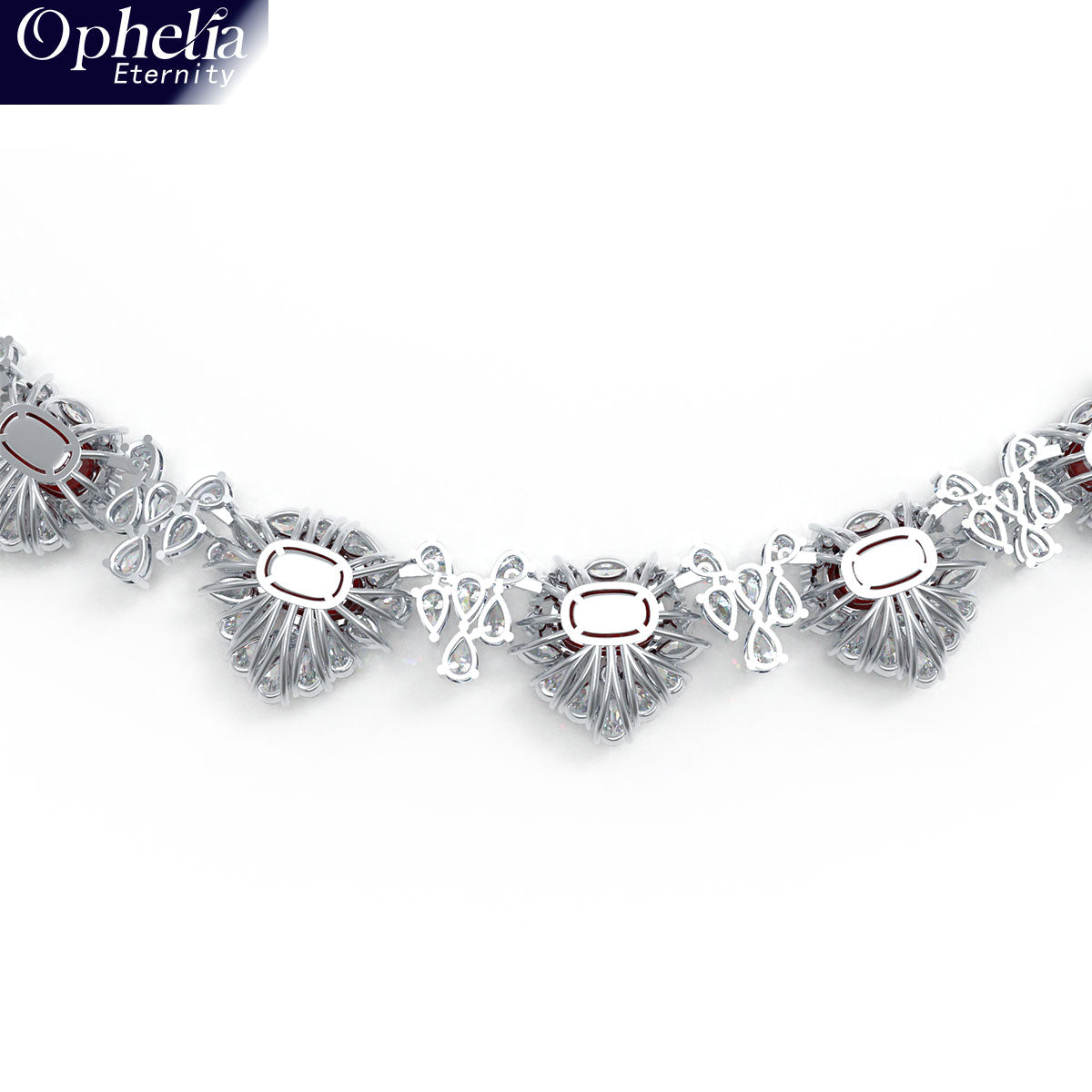 Luxury Handmade Necklace with 16ct Cultured Main Stones & 20ct 432pcs Fancy Shaped Cultured Diamonds, 9K/14K/18K White Gold & Platinum Optional
