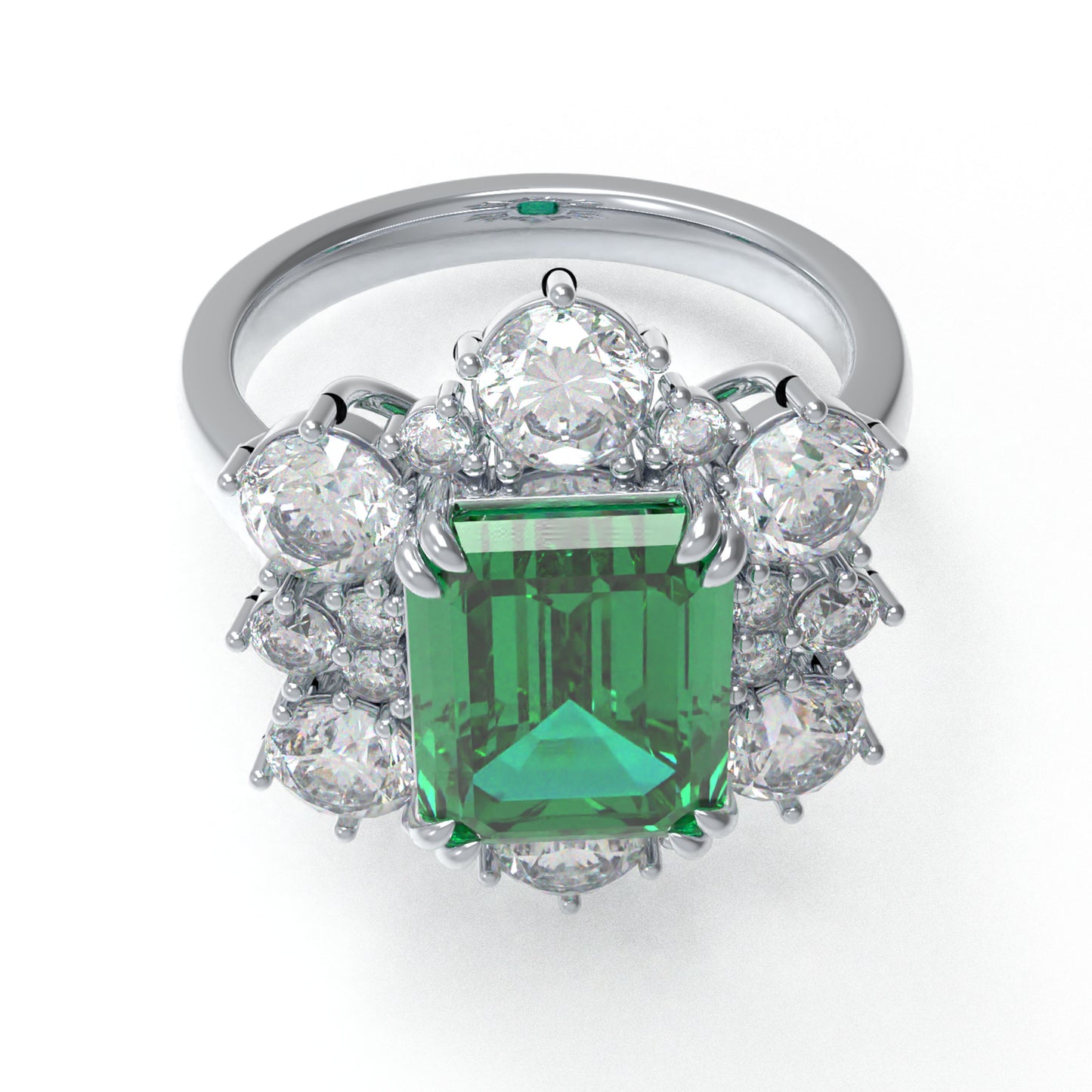 2ct Lab-Grown Emerald Cut Diamond Ring with 1.3ct Halo, 10K/14K White Gold or 950 Platinum