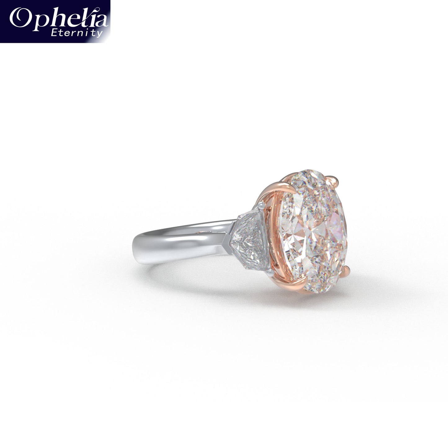 Handmade 3 - Diamond Ring with 2.8CT/4CT Lab - Grown Main Diamond, 9K/14K/18K White Gold, Perfect for Proposal, Wedding, Anniversary