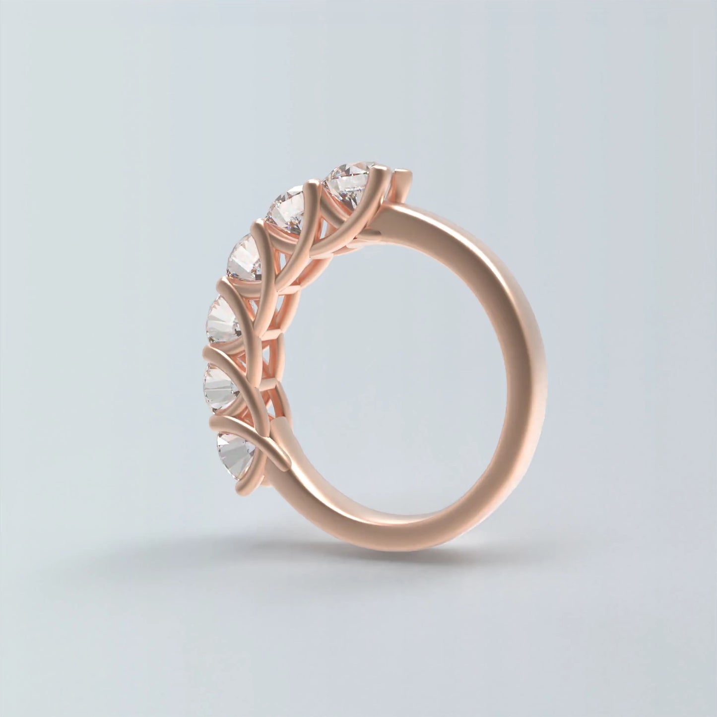 1.8ct Lab Grown Diamond Ring for Women - 6 Stone VVS1-VVS2 D-E Color Engagement Ring, Available in 10K/14K Rose Gold, Perfect Wedding & Anniversary Band