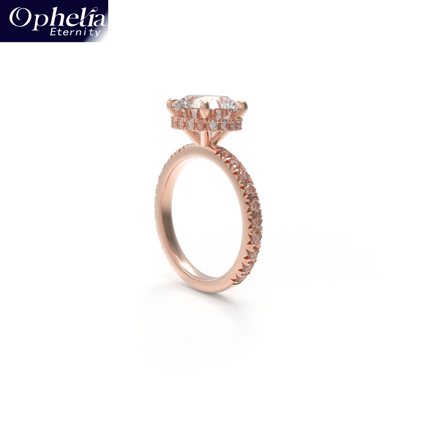 Handmade Rose Gold Engagement & Wedding Ring - 1CT/2CT/3CT Main Stone, 0.5CT Side Stones, 9K/14K/18K Rose Gold Options