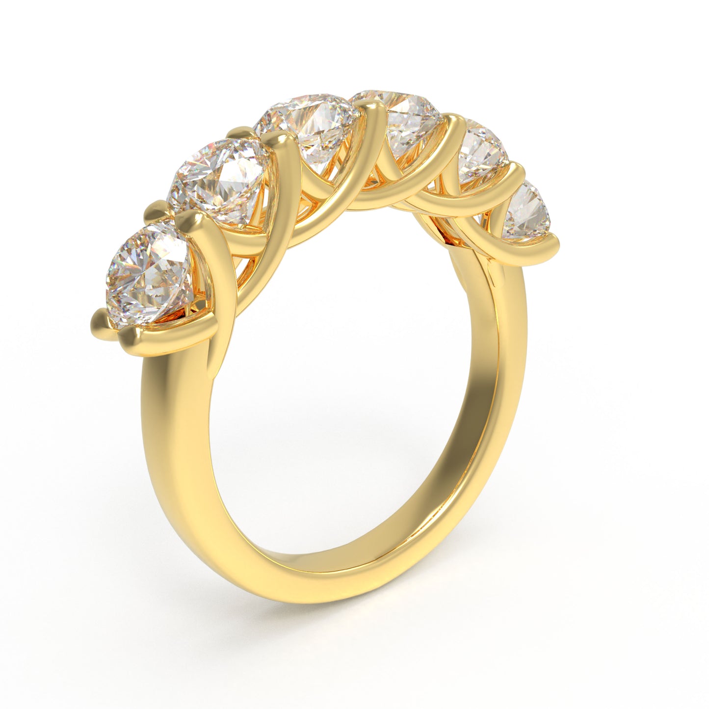 1.8ct Lab Grown Diamond Ring (6 Stones, VVS1-VVS2 D-E Color) in 10K/14K/Yellow Gold, Proposal Wedding Anniversary Band for Women