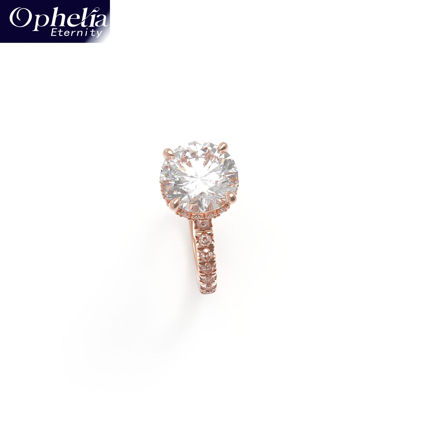 Handmade Rose Gold Engagement & Wedding Ring - 1CT/2CT/3CT Main Stone, 0.5CT Side Stones, 9K/14K/18K Rose Gold Options