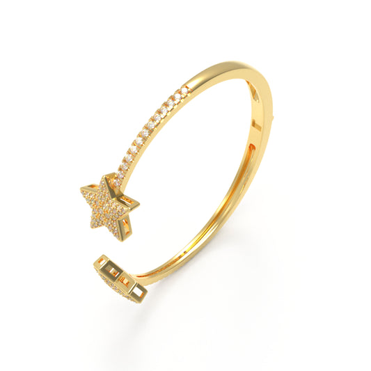 10K/14K Yellow Gold 5-Star Bracelet with 128 Lab-Grown Diamonds (VVS1-VVS2, D-E) | Stackable Fine Jewelry Gift for Women, Anniversary, Mother's Day, Christmas