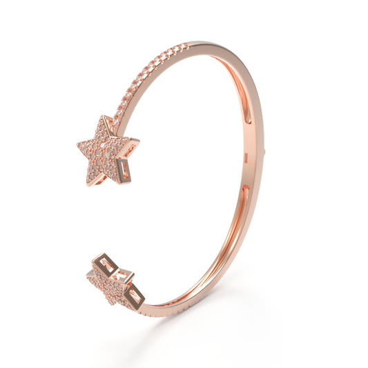 10K/14K Rose Gold 5-Star Bracelet with 128 Lab-Grown Diamonds (VVS1-VVS2, D-E) | Stackable Fine Jewelry Gift for Women, Anniversary, Mother's Day, Christmas