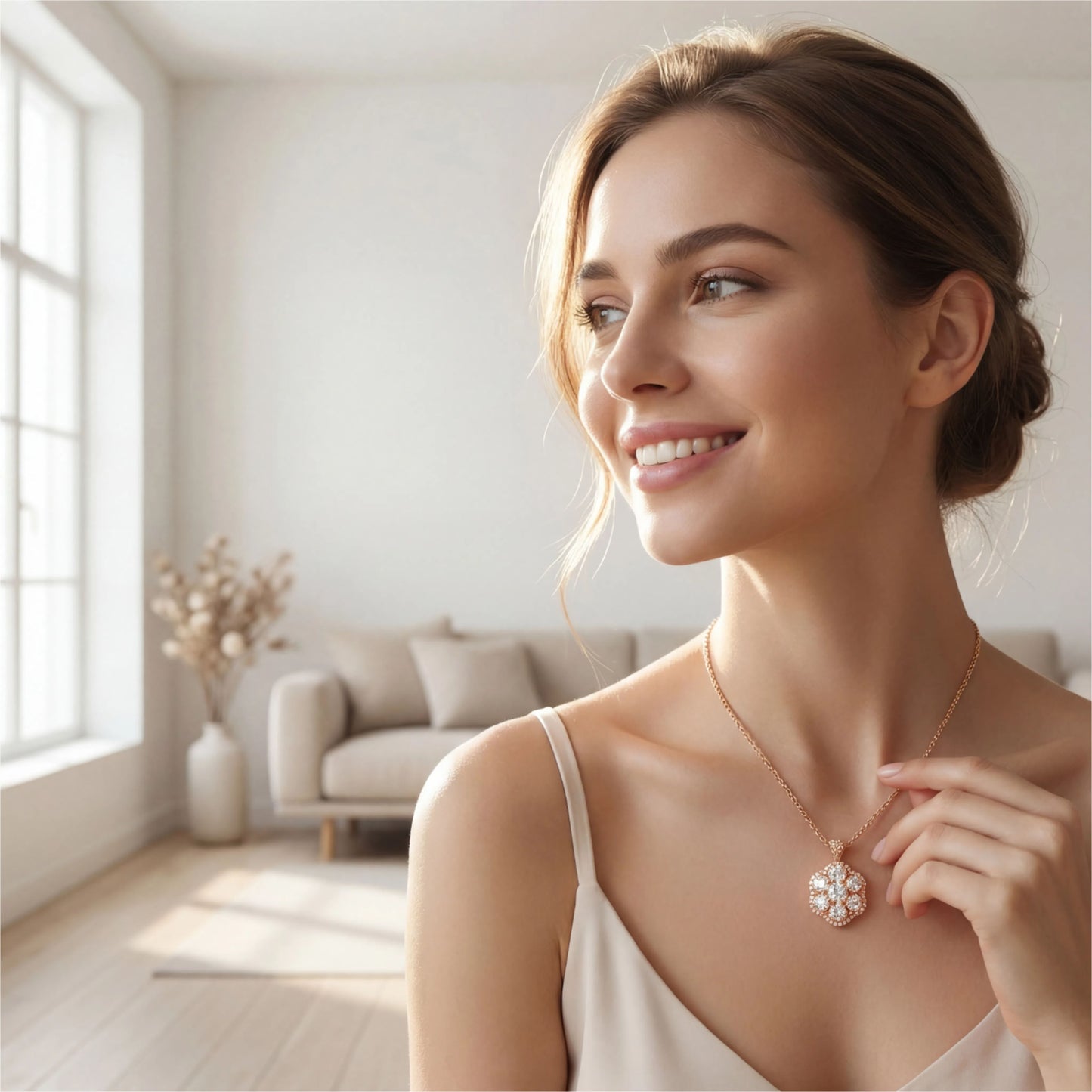 2-in-1 Convertible 3ct Lab Grown Diamond Jewelry Set: Pendant Necklace & Ring (10K/14K Rose Gold, VVS1-VVS2 D-E Color, Handcrafted)