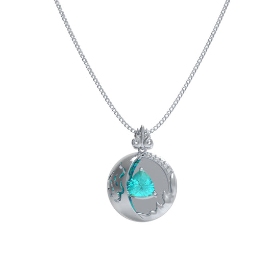 Lab-Grown 1CT Paraíba Pendant Necklace with 6 VVS1-VVS2 D-E Color Diamonds, 10K/14K White/Yellow/Rose Gold & Platinum, Perfect Gift for Anniversary/Valentine’s Day/Christmas