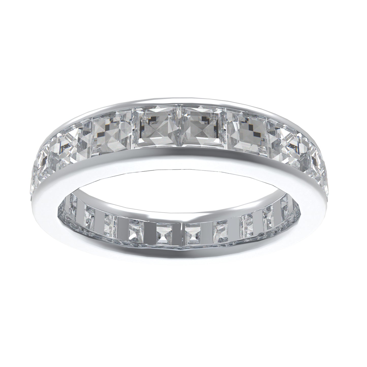 Ophelia Eternity 2ct Square Moissanite Eternity Ring, Sterling Silver, D-E VS1 Lab Created, Engagement Anniversary Gift