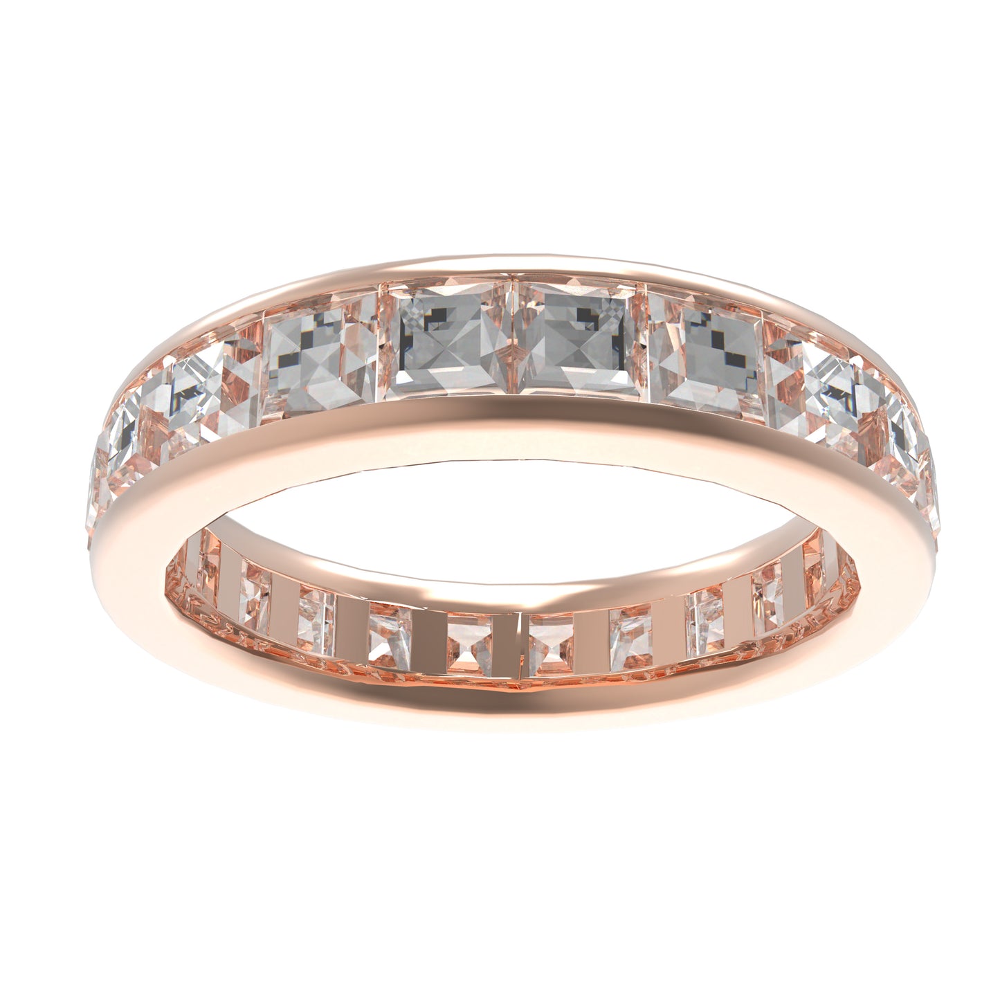 3ct Princess Cut Lab Grown Diamond Gold Eternity Ring for Women, VVS1 D-E Color Solid Gold Wedding Band