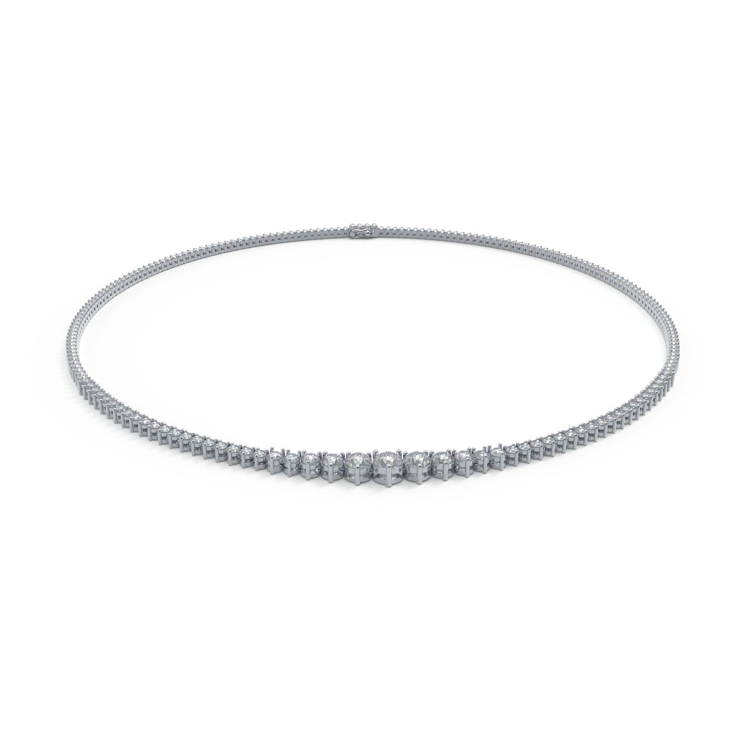 Ophelia Eternity Lab-Grown Diamond Necklace, 8ct/10ct D-E Color VVS1-VVS2, 10K/14K White Gold or 950 Platinum, 16 Inch, Anniversary/Wedding Gift for Women